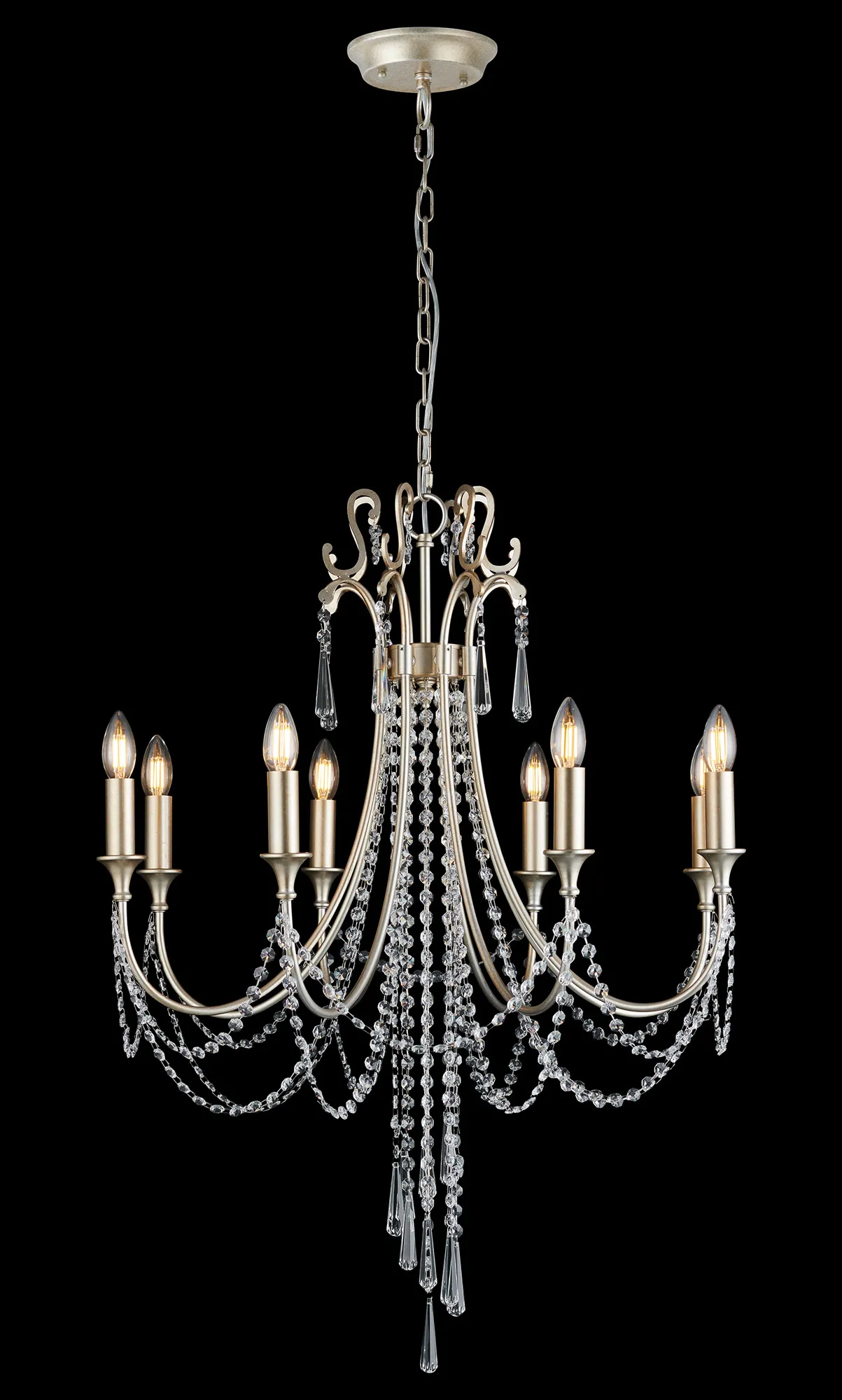 IL31845  Celine Pendant Chandelier 8 Light E14 Aged Silver